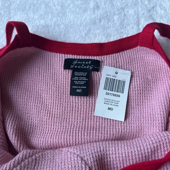 Hot Topic Pink knit embroidered Strawberry Tank Top - Picture 6 of 6